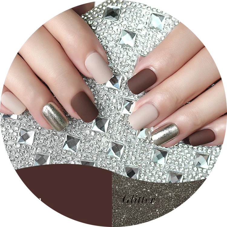 

RTS Fashion Matte Pre Glued Press On Nails Short Full Cover Artificial Nails Set Press On Nails Tips Bulk