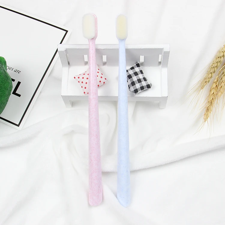 

Eco-Friendly Biodegradable Soft Fiber Tooth Brush 20000+ Wheat Straw Ultra Fine Micro Nano Bristle Clean Toothbrush, Blue,green, pink, brown