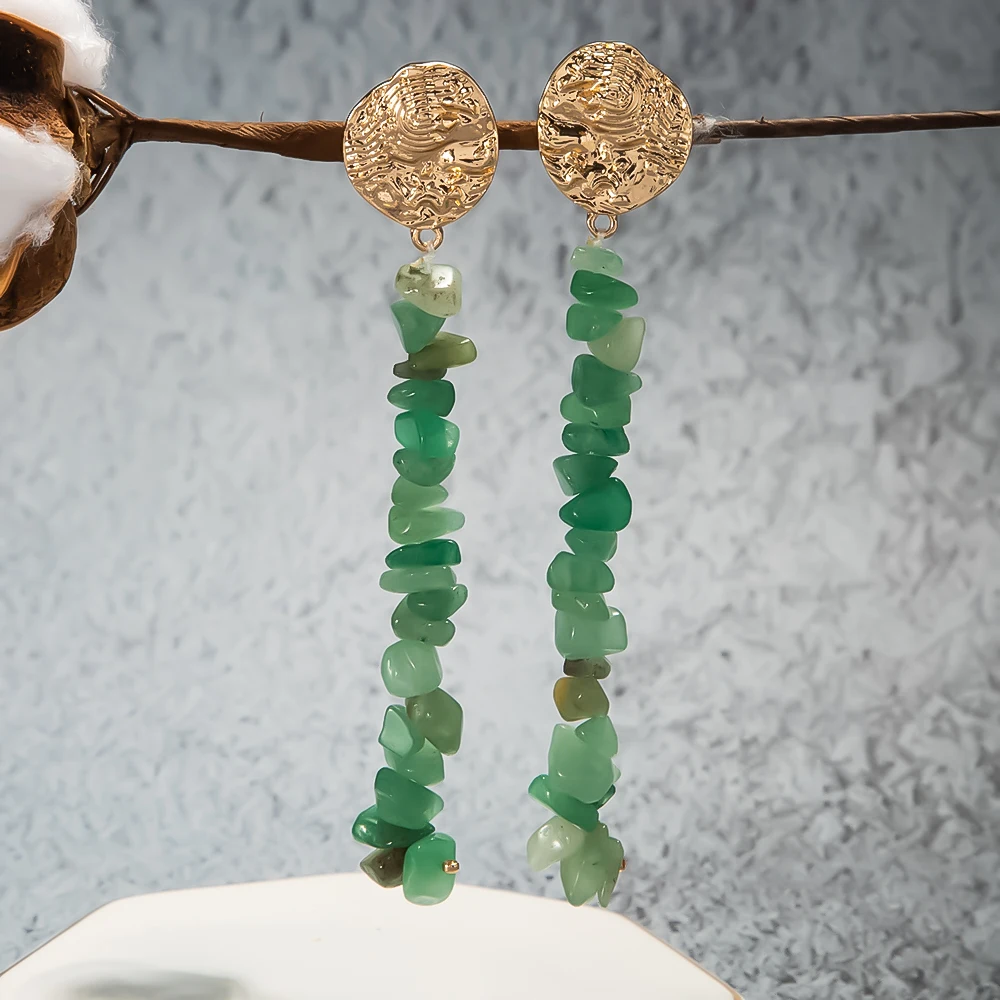 

Fashion Natural Stone Crystal Custom Green Earring Sets Women Crystal Stud Earring Jewelry