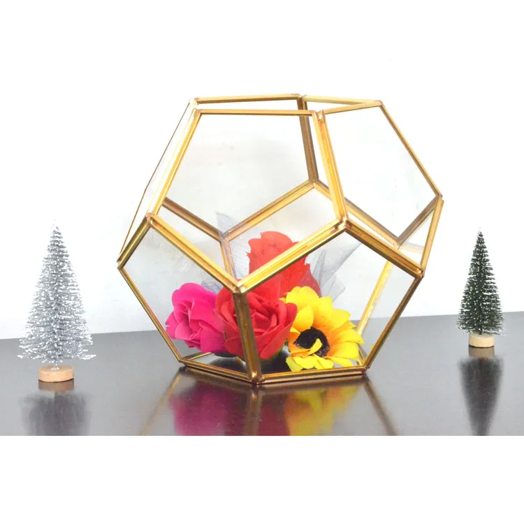 

handcraft gold stands glass vase pots container home garden decoration plant terrarium clear