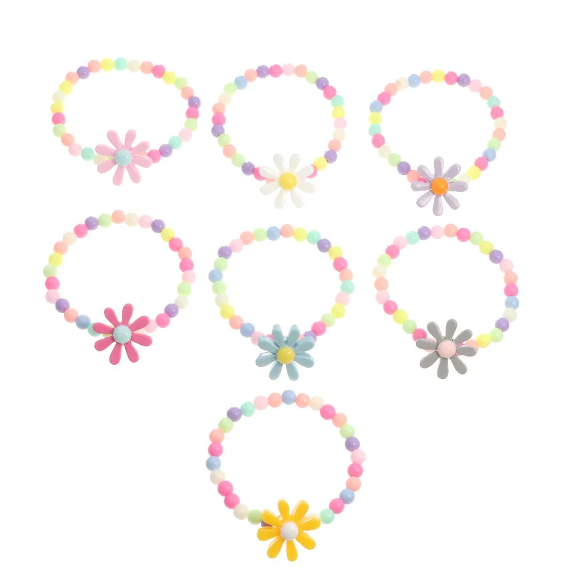 

Children Cute Candy Color Acrylic Beads Stretch Bracelet Jewelry Cute Flower Charms Bracelets Sets For Kids Girls Gifts, Picture shows