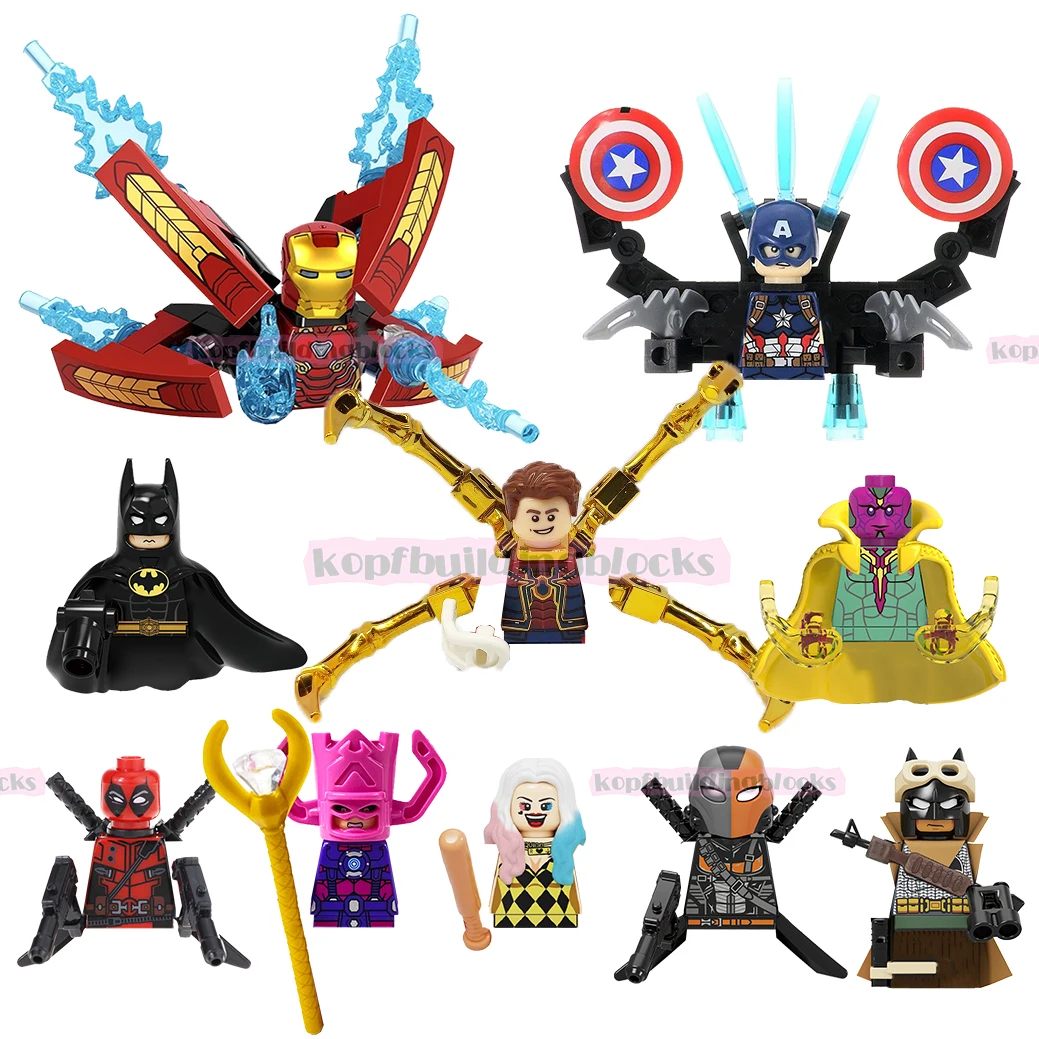 

Superhero Movie KOPF Block Harley Quinn Spider Iron Bat Vision Galactus Deathstroke Man Assemble Building Block Figure Toy Brick