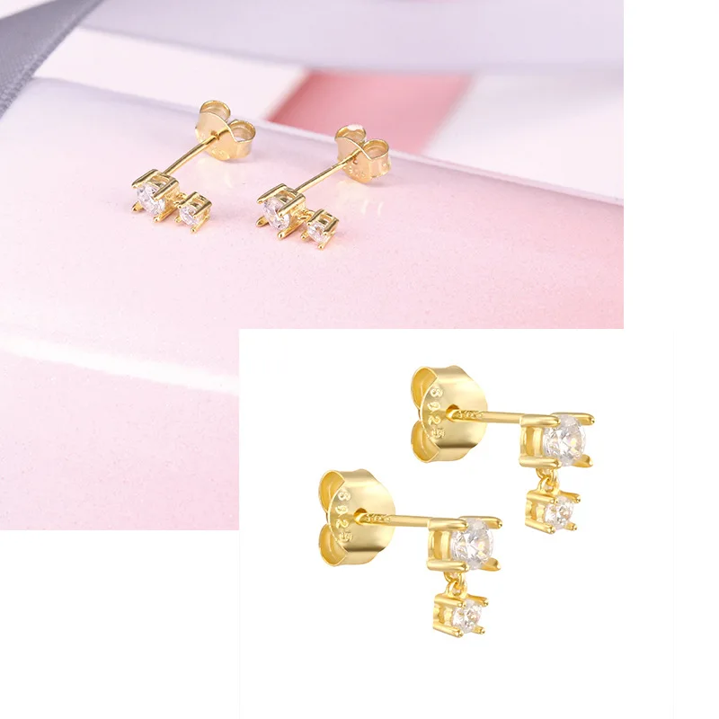 

New Fashion trendy style 925 sterling silver channel rhinestone women stud earrings