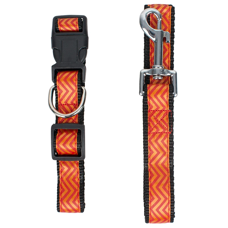 

wholesale manufacturer blue orange stock custom pet dog ribbon collar and leash set, Plaid blue ,orange,dot blue