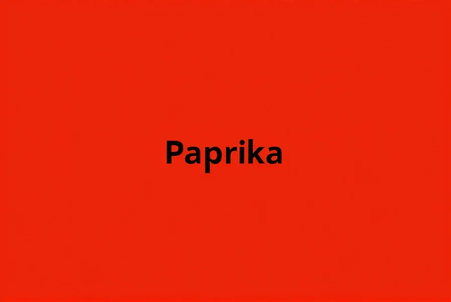 Color swatches showing sweet paprika, smoked paprika, and hot paprika side by side with corresponding HEX codes