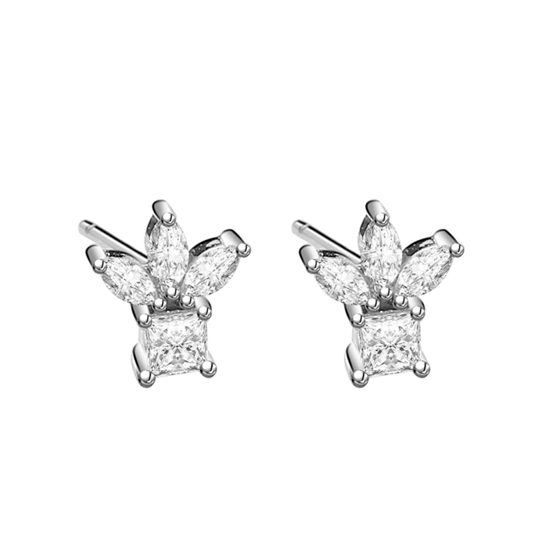 

Trending Fashion Design Rings 925 Sterling Silver Cubic Zirconia Clover Shaped Stud Earrings Jewelry
