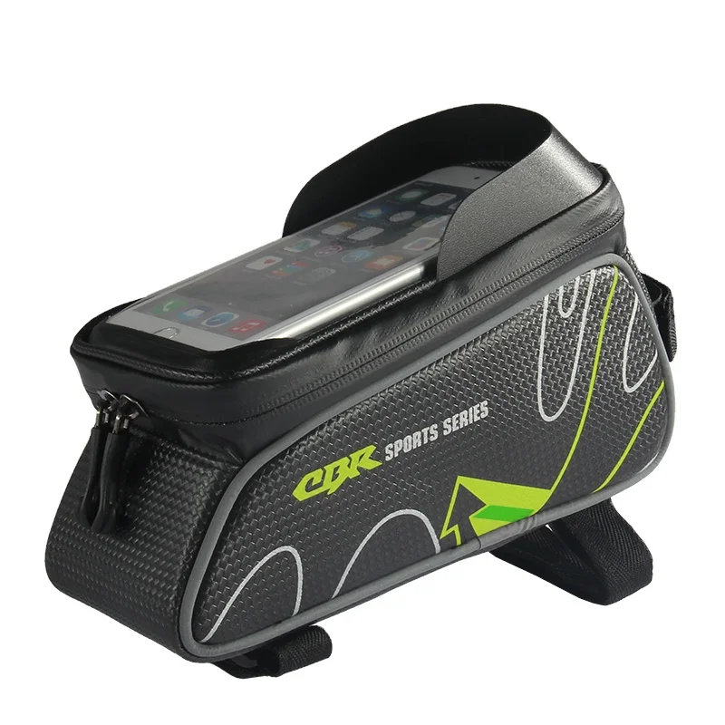 

CBR 4.8 inch Bike Bag Cycling Frame Bags Phone Mount Holder Cellphone Top Tube Handlebar Bag, Red, grey, green, yellow, blue