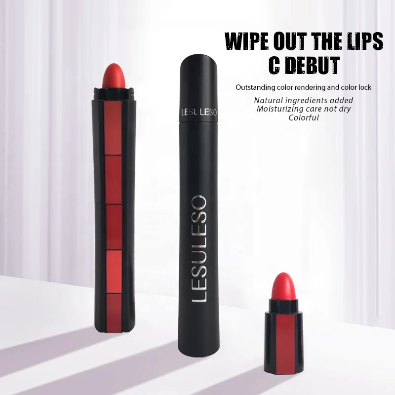 

Private Label 5 In 1 Matte Lipstick Tube Discoloration Waterproof Long Lasting Wholesale Moisturizing Makeup Lipstick