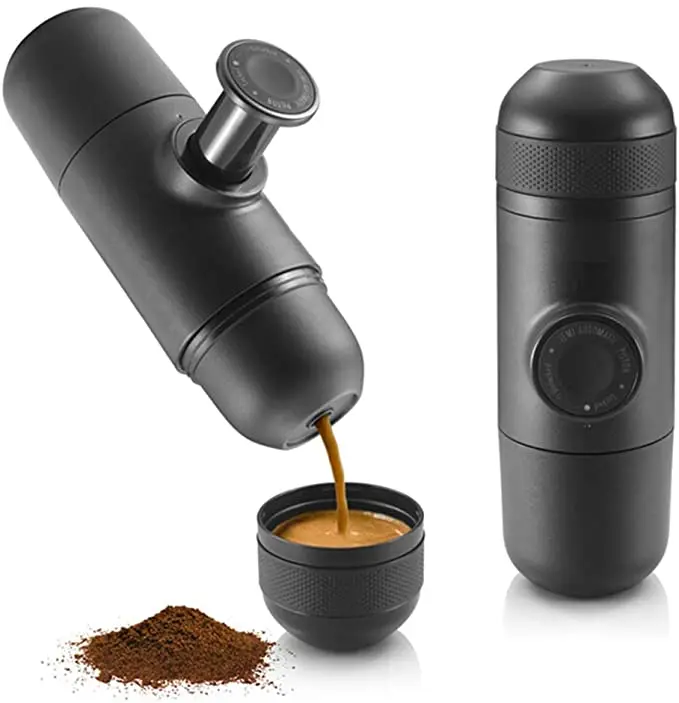 

drop shipping shopify amazon Portable bpa Free manual coffee maker thermos stainless steel hot french press travel mug, Black