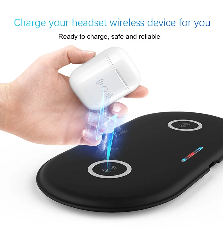 New 2 in 1 wireless charger for android ios phones headset earbuds fast charging wireless
