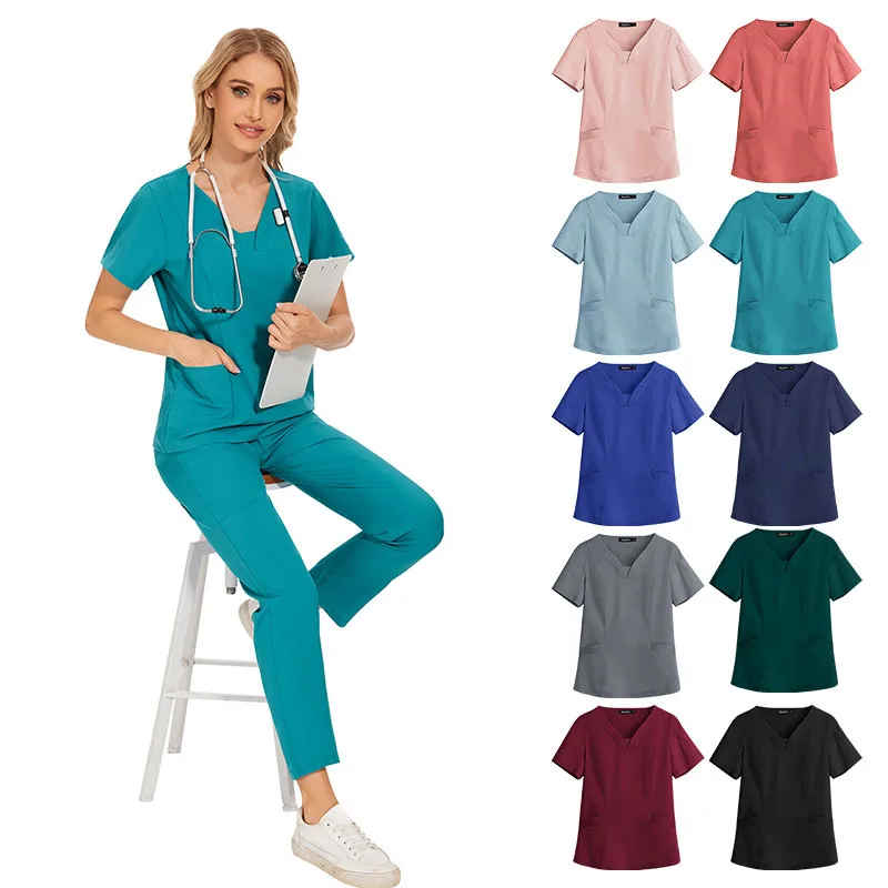 

Quick dry breathable Elastic sweat-absorbing custom logo short sleeve doctor hospital uniform nurse uniforms scrubs jogger suits