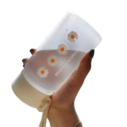 

500ml Small Daisy Transparent Plastic Water Bottles BPA Free Creative Frosted Water Bottle