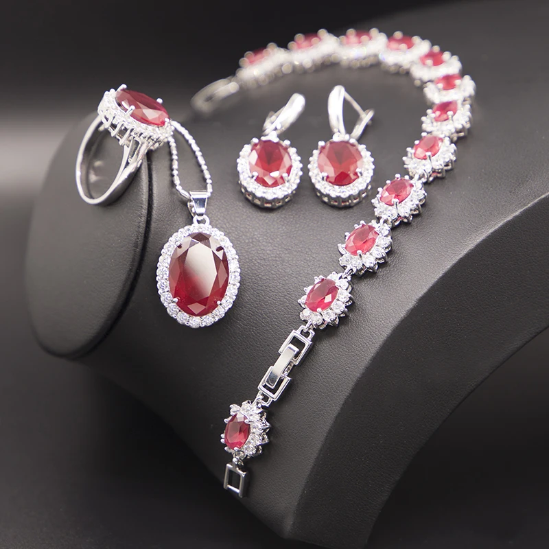 

water drop Luxurious gemstone cubic zircon earring ring necklace bracelet women bridal jewelry set for wedding party gift, Colors