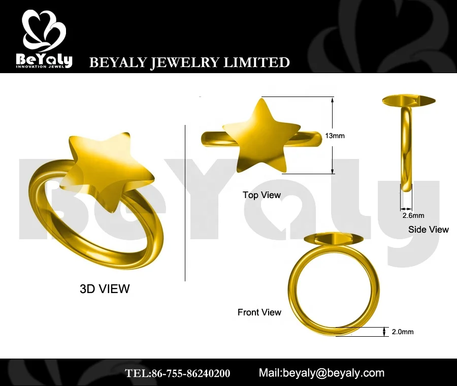product-BEYALY-Custom Jewelry Christmas Golden Star Ring Simple Design Jewelry Geometric-img
