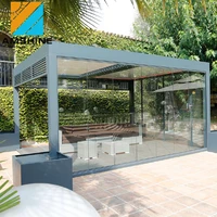 

Electric aluminium japanese outdoor garden louver pergola gazebo