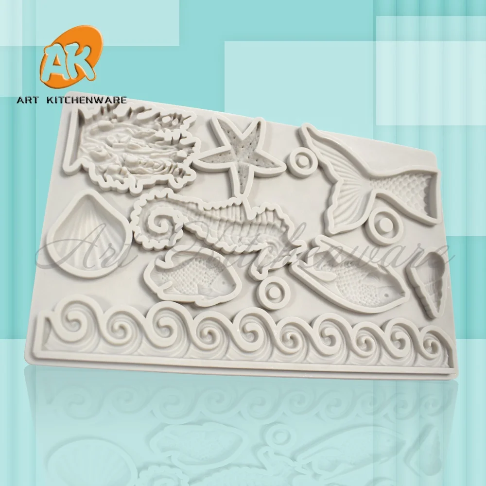 

AK Ocean coral mermaid tail silicone Mold Chocolate Candy Moulds for Bakery Silicone Mold for Cakes Cupcake Decorations SM-2602