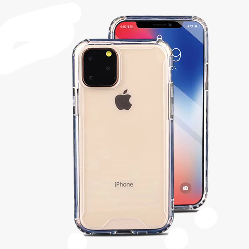

Anti shock transparent acrylic PC with TPU phone case for iphone 11 Pro MAX case, Transparent, black, blue, orange, purple