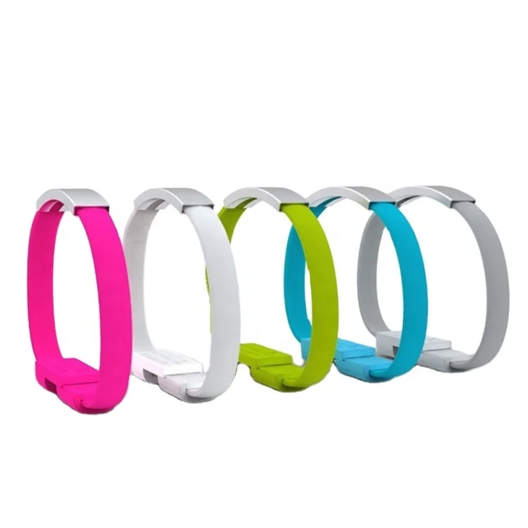 

OKSILICONE Capacity Charging Cable Silicone USB Bracelet Double Head Data Mobile Phone Charger Cord Fast USB Silicone Wristband, Blue/gray/rose red/white/green or customized