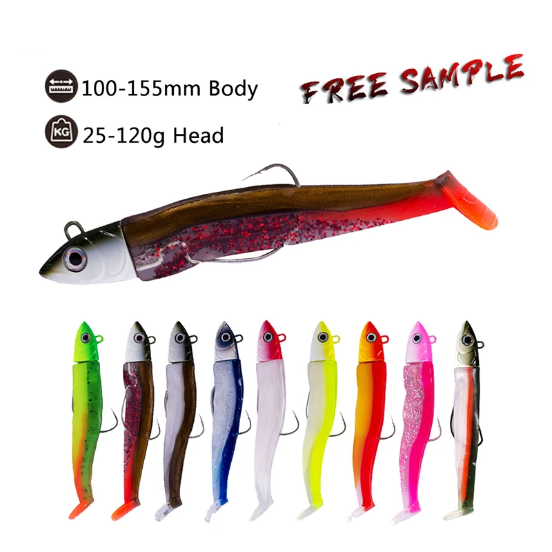 

Fishing silicone lure black minnow soft shad fishing baits lure lead jig head soft body fishing lure