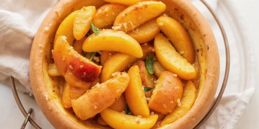 Platter of spiced peaches with various toppings