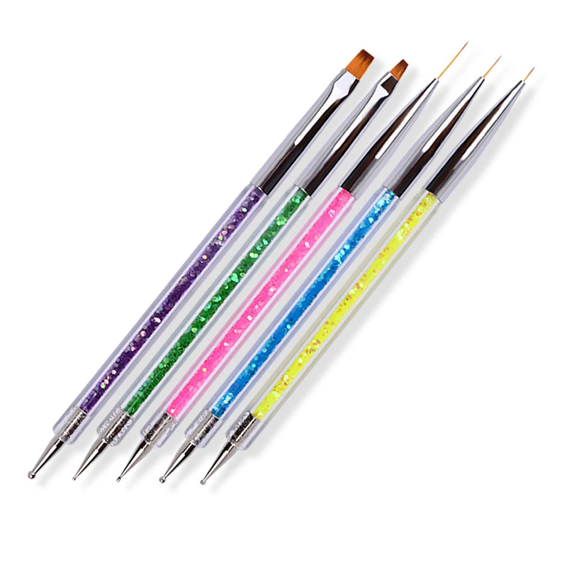 

Crystal Glitter 7mm 9mm 11mm Acrylic Gel Painting Drawing Nail Art Liner Brush Set Pen