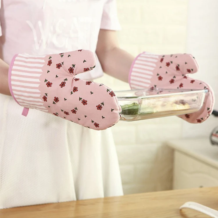 

Anti-slip Heat Resistant Baking Cotton Mitten Set Insulated BBQ Oven Gloves Kitchen, Custom colors