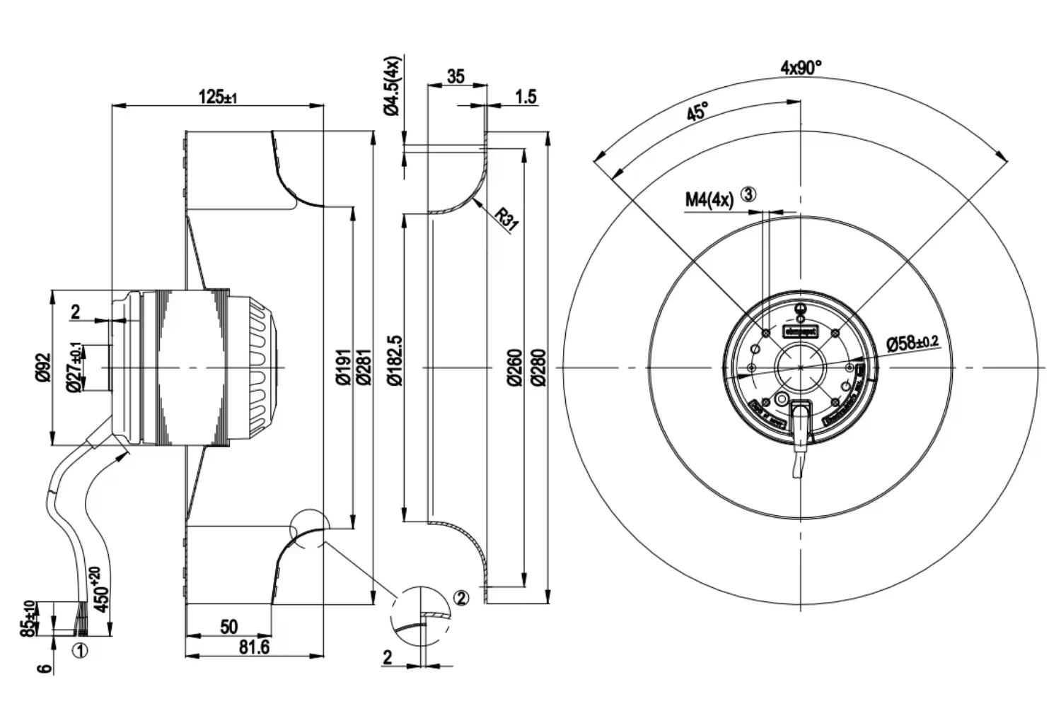 Centrifugal Blower, R2E280-AE52-05, 230VAC, 280mm, HVAC - detail 10