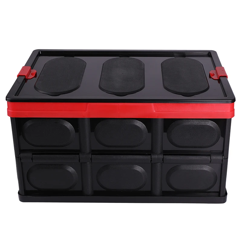 

30L Lidded Storage Bins Collapsible Storage Box Crates Plastic Tote stackable Folding Utility Crates for Clothes Box Stac