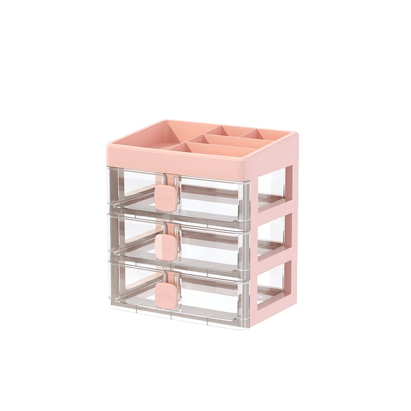 

3 Layers Plastic Cosmetics Makeup Organizer for Lipstick and Makeup Brushes Stackable Cosmetic Display Cases for Dresser