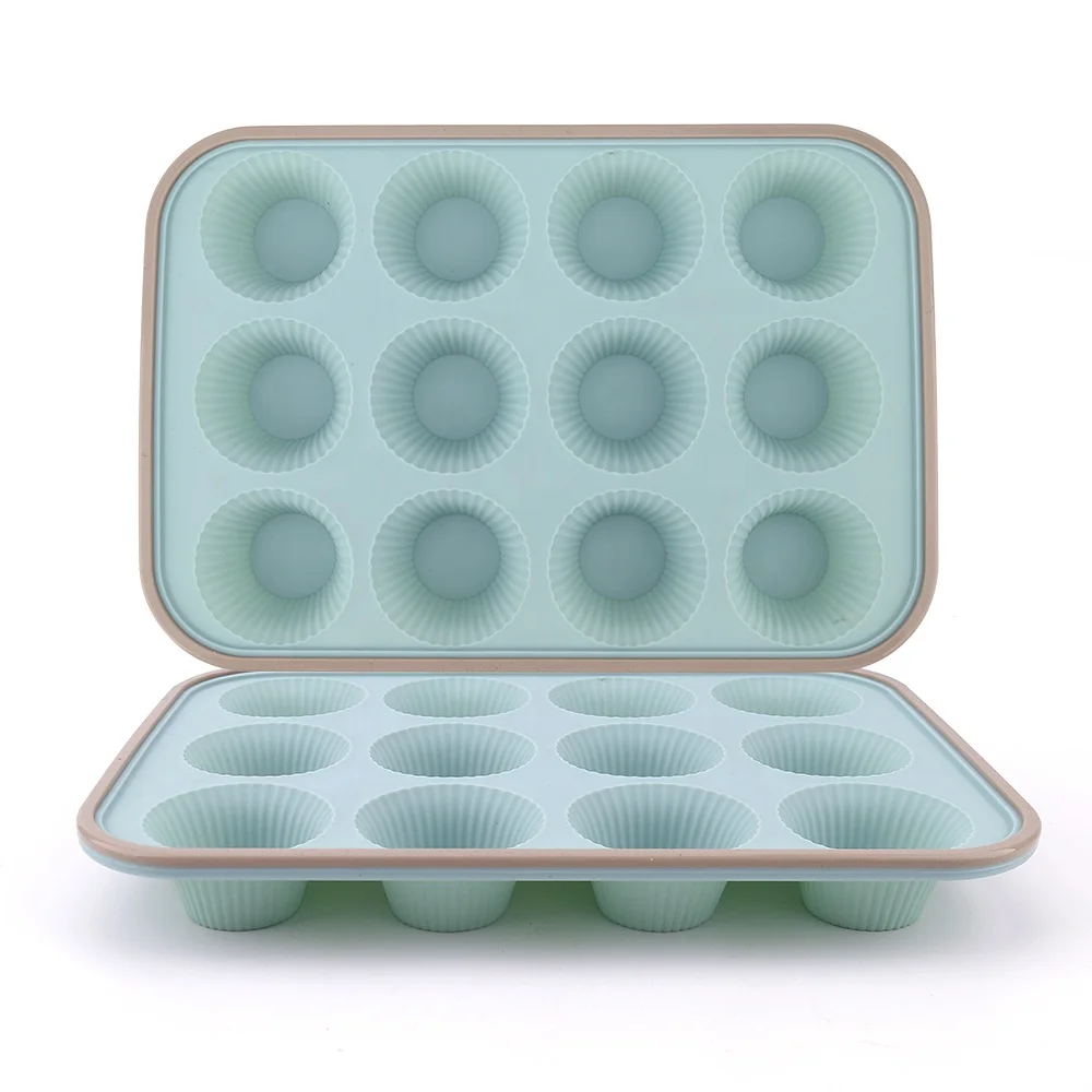 

Nonstick BPA Free 12 cup Round Cupcake Baking Mold Silicone Muffin Pan Cake Tray