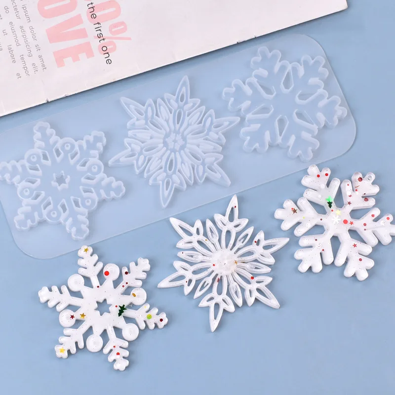 

Diy Good Quality Ornaments Snowflake Pendant Silicone Resin Molds for Decoration, White