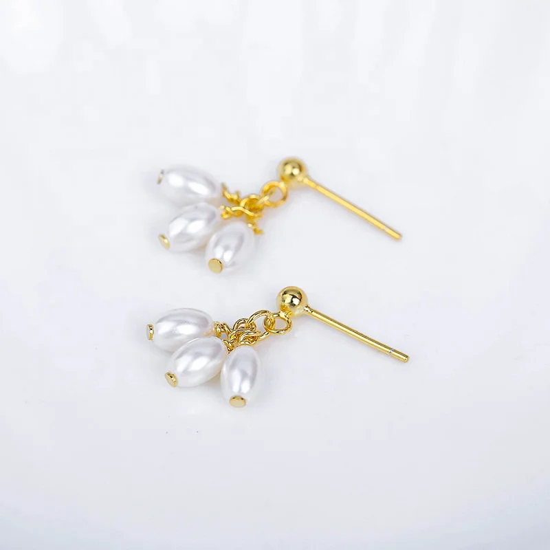 

Plated 18K Gold Jewelry Wholesale Women Pearl Jewellery 925 Sterling Silver Dainty Earring