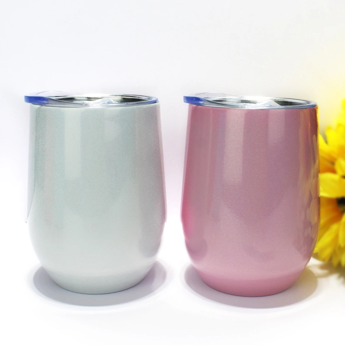 

APULEX Hot Sale Egg Shape Curved Ombrey Sublimation Glitter Tumblers White, Yellow white blank