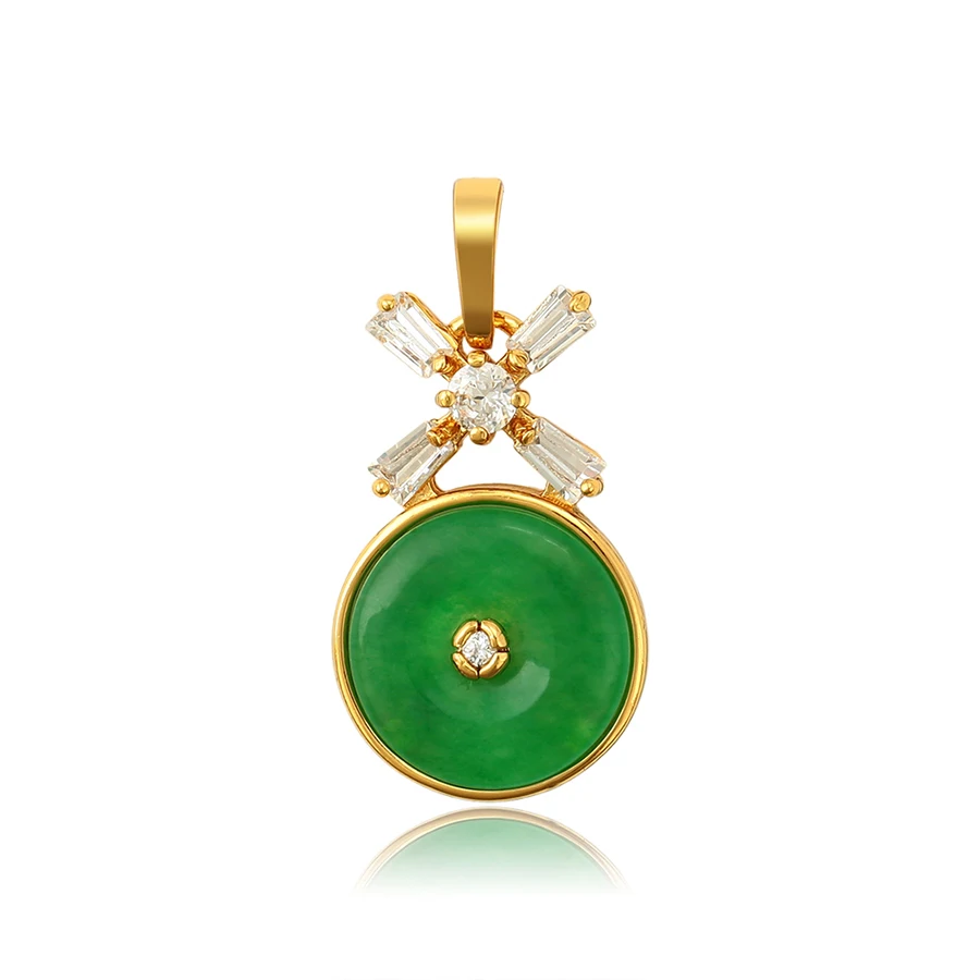 

31466 xuping fashion gold plated zirconia special design malay jade pendant for women, 24k gold color