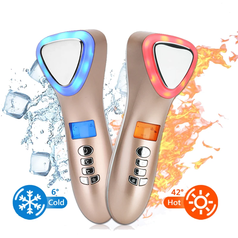 

LED Face Lifting Facial Massager Ultrasonic Cryotherapy Hot Cold Hammer Light Photon Skin Care Wrinkle Remover Beauty Machine