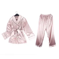 

High Quality sleepwear robes and pants women silk lady pajamas women sleep gown