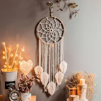 

Bohemian Woven Macrame Dream Catcher Home Decor, Feather Handmade Wall Hanging Craft Gift, Boho Dreamcatcher With Tassels
