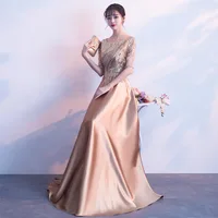 

Women Luxury Shiny Half Sleeve Long Elegant Robe De Soiree Party Dresses Evening Dress Gown