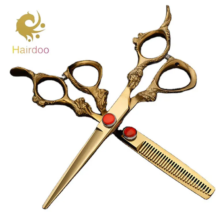 

Smooth lines hair scissors set professional hair cutting barber gold scissors set