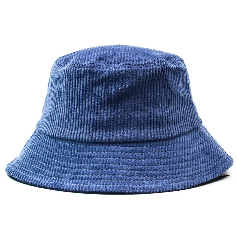 

2024 new product wholesale Outdoor custom logo fashion low moq cotton blue bucket hat wide brim corduroy bucket hat for women