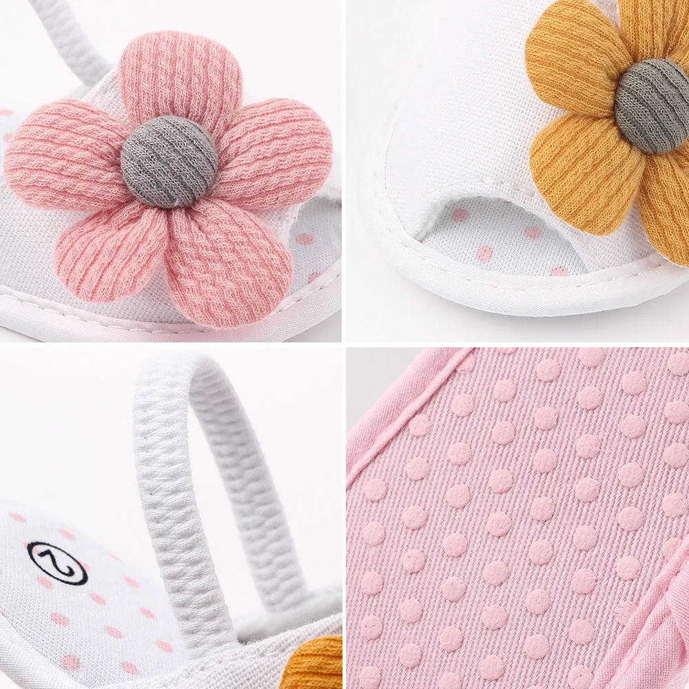High quality baby sandals flower soft sole cotton baby slippers indoor newborn baby shoes in summer