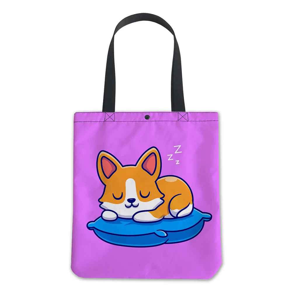 

2022 New Luxury Designer Low MOQ Fashion Cartoon Kitten Logo Sublimation Print Eco Friendly Foldable Reusable Tote Shopping Bag