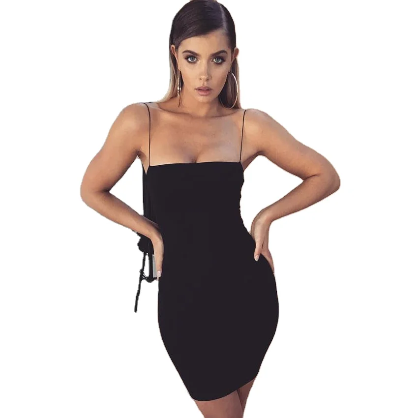 

2021 Summer New In Stock Clubbing Plain Sundress Bodycon Black Strappy Tube Mini Dress Sexy, Black,red,white