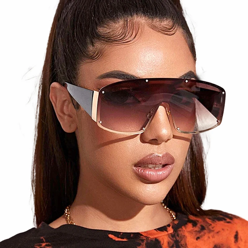 

2021Hot Product designer Men sunglasses One Lens Oversized Rectangle Custom Shades vintage unisex big integral shades sunglasses