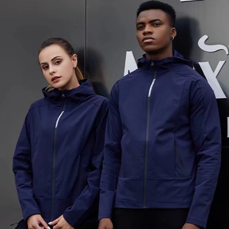 

Windproof And waterproof Fabric Windbreaker Jacket Set For Woman And Men, White, black, blue,red,green