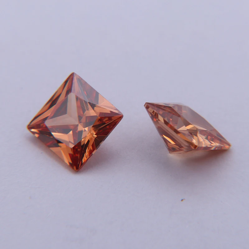 

D-Champagne Princess Cubic Zirconia Square Synthetic Gems