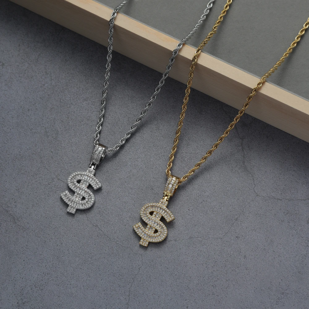 

CN353 Brass Setting CZ pendants Hip Hop Necklace Bling bling Jewelry