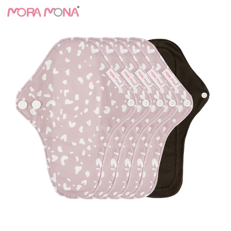 

Mora mona Reusable washable cloth bamboo charcoal Anti Slip Waterproof Reusable Cloth Sanitary Menstrual Pads For Women, Printing colorful