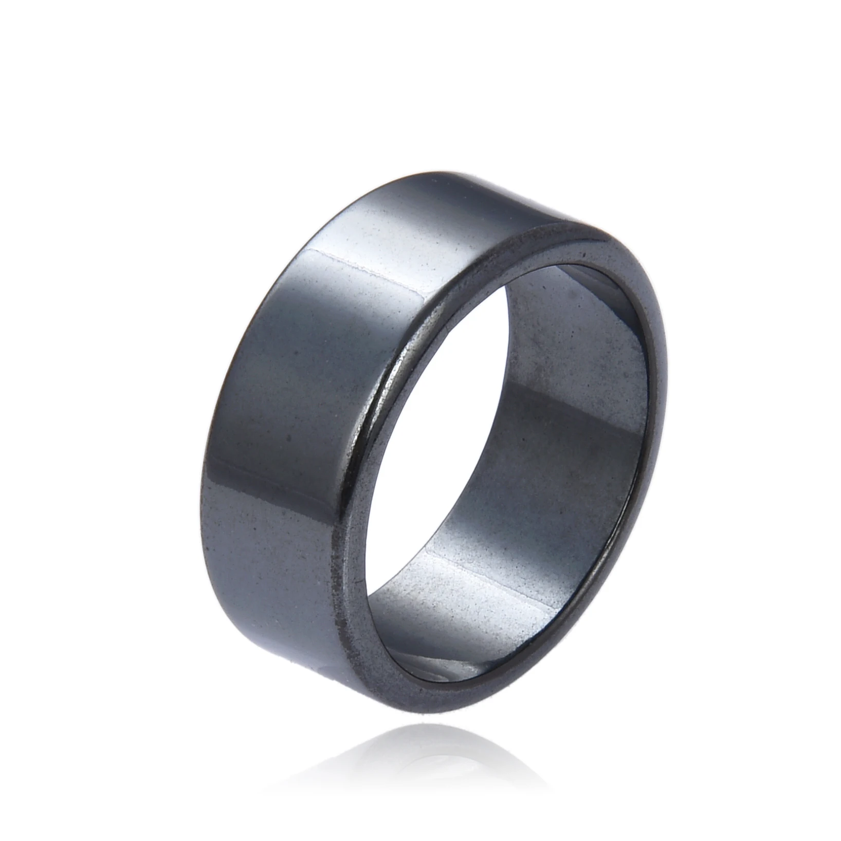 

Haosiqi wholesale high quality 8 mm natural color hematite ring delicate healing ring, As picture