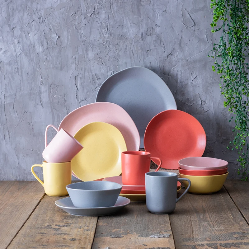 eco-friendly matte glaze irregular restaurant serving dinnerware ceramic food pasta dinner plates  .jpg